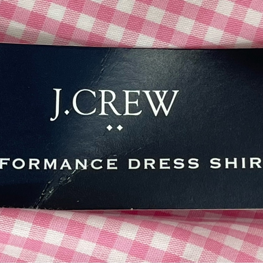 J Crew Pink & White Gingham Slim Performance‎ L/S Dress Shirt AS989 Men’s XL NWT - Picture 10 of 10